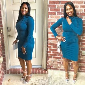 Teal Mock Neck Dress